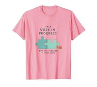 I'm a Work in Progress Slow Growth Motivational T-Shirt, Men, Pink, XXL