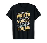 I'm A Writer I Make Voices in My Head Work for Me - Author Value Graphic T-Shirt, Men, Black, L