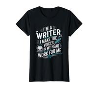 Im A Writer I Make Voices in My Head Work for Me Value Graphic T-Shirt, Women, Black, M