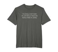 I'm Actually Not Funny I'm Just Really Mean Humorous Sarcasm T-Shirt, Men's Big and Tall, Asphalt Grey, 5X Tall