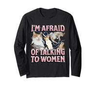 I'm Afraid Of Talking To Women Funny Cat Meme Bootleg Long Sleeve T-Shirt