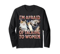 I'm Afraid Of Talking To Women Funny Cat Meme Bootleg Long Sleeve T-Shirt