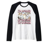 I'm Afraid Of Talking To Women Funny Cat Meme Bootleg Raglan Baseball Tee