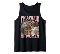 I'm Afraid Of Women Funny Cat Meme Bootleg Graphic Tank Top