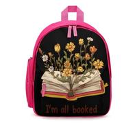 I'm All Booked Mini Backpack for Work Travel Pink | Small Lightweight Basic Daypack Carry On Bags