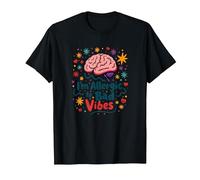 Im Allergic to Bad Vibes Brain Positivity Art T-Shirt, Men, Black, 5XL