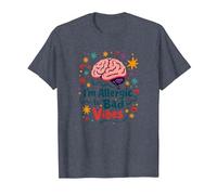 Im Allergic to Bad Vibes Brain Positivity Art T-Shirt, Men, Heather Blue, 5XL
