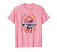 Im Allergic to Bad Vibes Brain Positivity Art T-Shirt, Men, Pink, 3XL