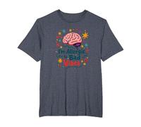 Im Allergic to Bad Vibes Brain Positivity Art T-Shirt, Men's Big and Tall, Heather Blue, 6X Tall