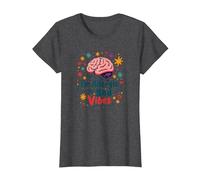 Im Allergic to Bad Vibes Brain Positivity Art T-Shirt, Women, Dark Heather Grey, XS