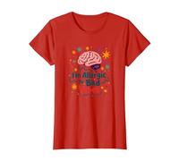 Im Allergic to Bad Vibes Brain Positivity Art T-Shirt, Women, Red, L
