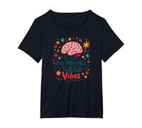 Im Allergic to Bad Vibes Brain Positivity Art T-Shirt, Women's Plus, Black, 2X
