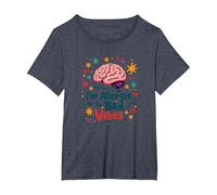 Im Allergic to Bad Vibes Brain Positivity Art T-Shirt, Women's Plus, Heather Blue, 2X