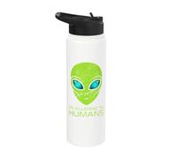 I'm Allergic to Humans Alien Head Weird Extraterrestrial Stainless Steel Insulated Water Bottle