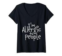 I'm Allergic to People - Sarcastic Pun Joke Sardonic School V-Neck T-Shirt