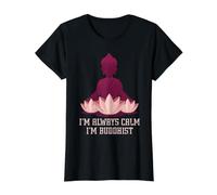 I'm Always Calm I'm Buddhist Value Graphic T-Shirt, Women, Black, L