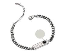 I'm Always With You, Personalized Custom Photo Projection Bracelet with Picture Inside,Engraved Bar Couples Bracelets, Bracelet for Husband From Wife