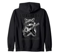 I'm An Adult I Need To Calm Down Raccoon Zip Hoodie