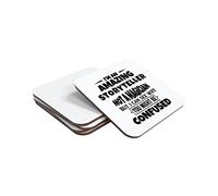 I'm an Amazing Storyteller Not A Magician But I Can See Why you Might Be Confused Hand Printed Drinks Coaster