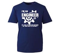 I'm an Engineer T-Shirt My Level of Sarcasm Depands On Your Level of Stupidity Funny Gift Quote Adult Kids Unisex Tee Top (Navy, XL)