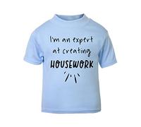 I'm an Expert at Creating Housework [BBY6] Short Sleeve Cotton Toddler t Shirt, 2-3 Years, Pastel Blue