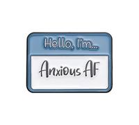 I'm Anxious Af Blue Dialog Box Enamel Pin Dopamine Color Scheme English Letter Dialog Badge Brooch For Backpacks, Stainless Steel, no gemstone