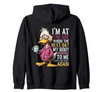 I'M At Age Where Next Day My Body Whispers, Funny Duck Aging Zip Hoodie