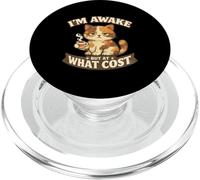 I'm Awake But At What Cost Funny Moody Cat Coffee PopSockets PopGrip for MagSafe