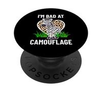 I'm Bad at Camouflage Striped Horse Cute Unexcited Wildlife PopSockets Adhesive PopGrip