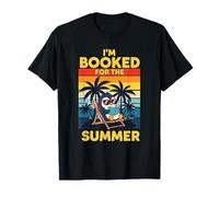 I'm Booked For The Summer Penguin Vacation Retro Beach Book T-Shirt