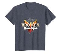 Im Broken: from Broken to Beautiful Phoenix Rising Art T-Shirt, Kids, Heather Blue, 4 Years