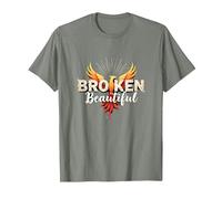 Im Broken: from Broken to Beautiful Phoenix Rising Art T-Shirt, Men, Olive Heather, XL