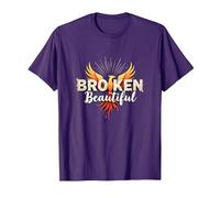 Im Broken: from Broken to Beautiful Phoenix Rising Art T-Shirt, Men, Purple, L