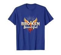 Im Broken: from Broken to Beautiful Phoenix Rising Art T-Shirt, Men, Royal Blue, L
