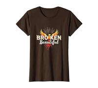 Im Broken: from Broken to Beautiful Phoenix Rising Art T-Shirt, Women, Brown, XL