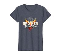 Im Broken: from Broken to Beautiful Phoenix Rising Art T-Shirt, Women, Heather Blue, XL