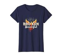 Im Broken: from Broken to Beautiful Phoenix Rising Art T-Shirt, Women, Navy, M