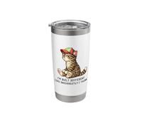 I'm Built Different Funny Tabby Cat Wearing Cap Meme Humor Stainless Steel Insulated Tumbler