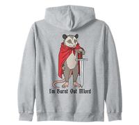 I'm Burnt Out M'lord Funny Medieval Knight Possum Sword Zip Hoodie