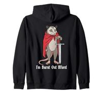 I'm Burnt Out M'lord Funny Medieval Knight Possum Sword Zip Hoodie