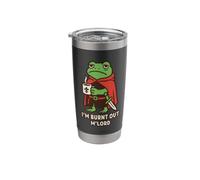 I'm Burnt Out M'Lord Medieval Knight Frog Meme Coffee Funny Stainless Steel Insulated Tumbler