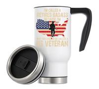 I'm Called A Retired Badass Because I'm Way Too Cool to Be Called A Us Veteran Vacuum Insulated Thermal Travel Coffee Mug 480ml White