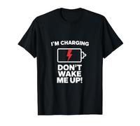 I'm Charging Don't Wake Me Up Funny Sleeping Value Graphic T-Shirt, Men, Black, L