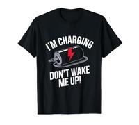 I'm Charging Don't Wake Me Up Funny Sleeping Value Graphic T-Shirt, Men, Black, M