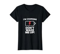 I'm Charging Don't Wake Me Up Funny Sleeping Value Graphic T-Shirt, Women, Black, S