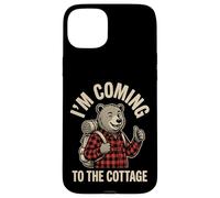 I'm Coming To The Cottage Funny Vintage Bear Hiker Vacation Case for iPhone 15 Plus