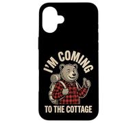 I'm Coming To The Cottage Funny Vintage Bear Hiker Vacation Case for iPhone 16 Plus