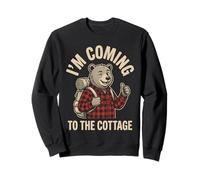 I'm Coming To The Cottage Funny Vintage Bear Hiker Vacation Sweatshirt