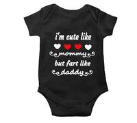 I'm Cute Like .Mommy But Fart Like Daddy -Newborn Infant Baby Rompers Short Sleeve Black 0-3 Months