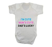 I'm Cute Mum's Cute Dad's Lucky Baby Grow Vest, 6-12 Months, White